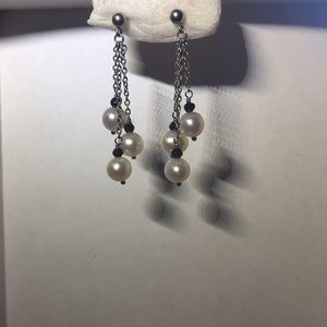 Silver and Salt water pearl earrings